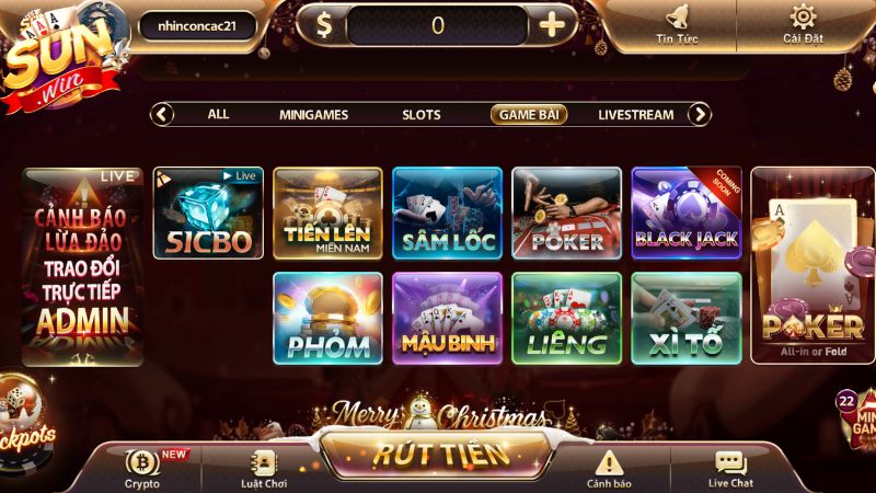Các trò chơi phổ biến tại game bài Sunwin